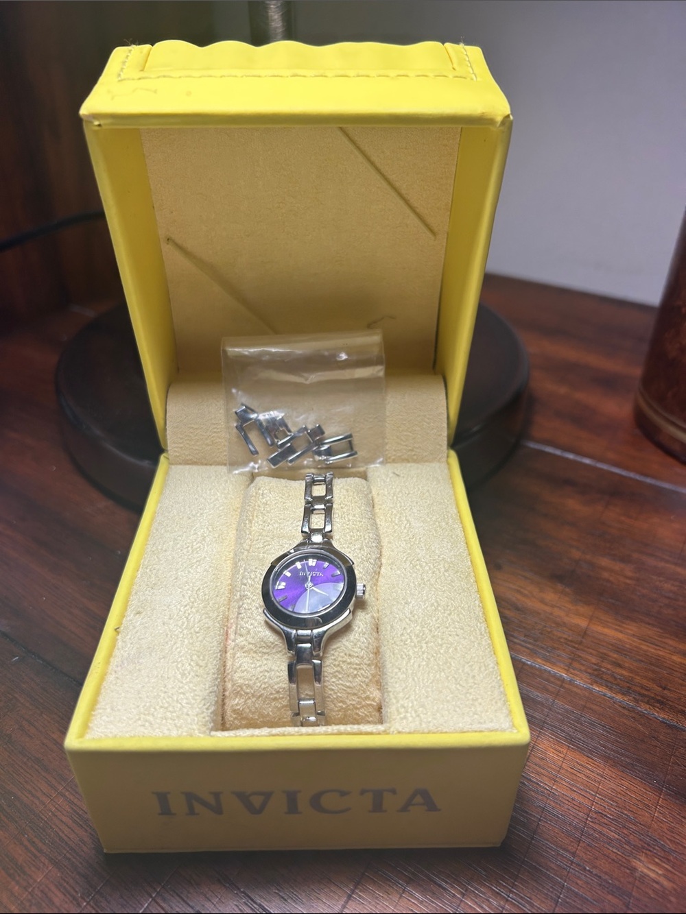 Invicta Wildflower Quartz Stainless Steel Ladies Watch w/Purple Dial New Battery